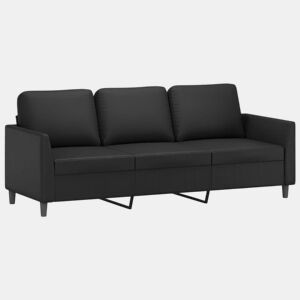 Sofá de 3 lugares - Sofá fixo 180 cm couro artificial preto
