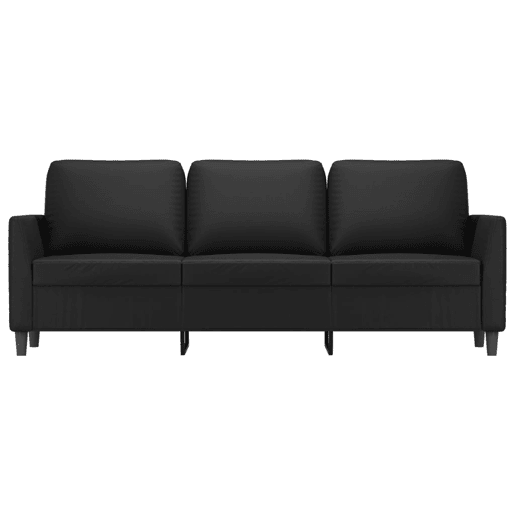 Sofá de 3 lugares - Sofá fixo 180 cm couro artificial preto Sofá de 3 lugares - Sofá fixo 180 cm couro artificial preto