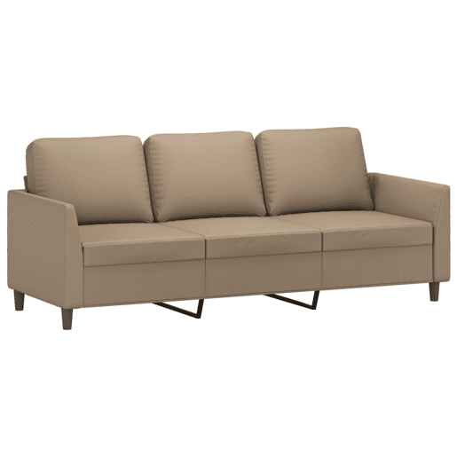 Sofá de 3 lugares - Sofá fixo 180 cm couro artificial cor cappuccino Sofá de 3 lugares - Sofá fixo 180 cm couro artificial cor cappuccino