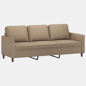 Sofá de 3 lugares - Sofá fixo 180 cm couro artificial cor cappuccino