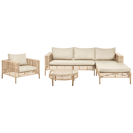 Conjunto de jardim com mesa 4 lugares CALASETTA à esquerda Creme Conjunto de jardim com mesa 4 lugares CALASETTA à esquerda Creme