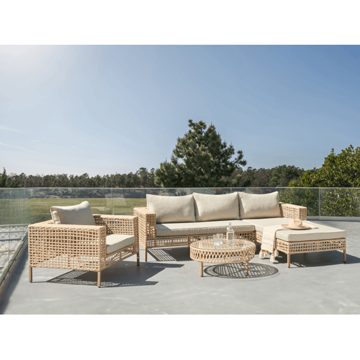 Conjunto de jardim com mesa 4 lugares CALASETTA à esquerda Creme Conjunto de jardim com mesa 4 lugares CALASETTA à esquerda Creme