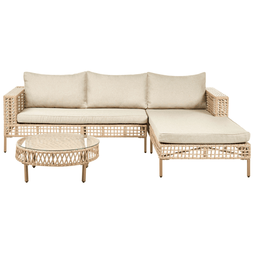 Conjunto de jardim com mesa 4 lugares CALASETTA à esquerda Creme Conjunto de jardim com mesa 4 lugares CALASETTA à esquerda Creme