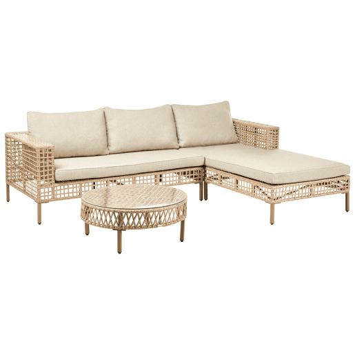 Conjunto de jardim com mesa 4 lugares CALASETTA à esquerda Creme Conjunto de jardim com mesa 4 lugares CALASETTA à esquerda Creme