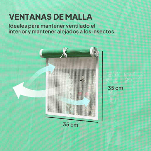 Outsunny Estufa Tipo Túnel 296x196x200 cm Estufa de Jardim com 3 Portas e 6 Janelas Enroláveis Estufa com Teto Curvo para Cultivo de Plantas Flores Verde