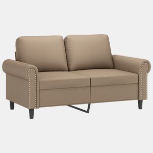 Sofá de 2 lugares - Sofá fixo 120 cm couro artificial cor cappuccino