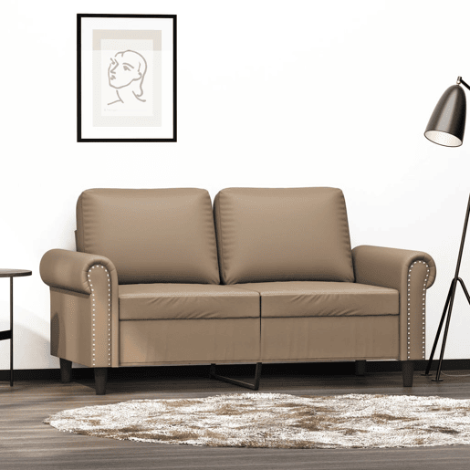 Sofá de 2 lugares - Sofá fixo 120 cm couro artificial cor cappuccino Sofá de 2 lugares - Sofá fixo 120 cm couro artificial cor cappuccino