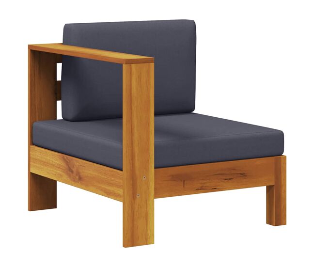 Vidaxl sofá central con 1 reposabrazos madera acacia gris oscuro