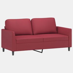 Sofá de 2 lugares - Sofá fixo 140 cm couro artificial vermelho tinto