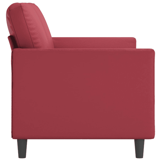 Sofá de 2 lugares - Sofá fixo 140 cm couro artificial vermelho tinto Sofá de 2 lugares - Sofá fixo 140 cm couro artificial vermelho tinto