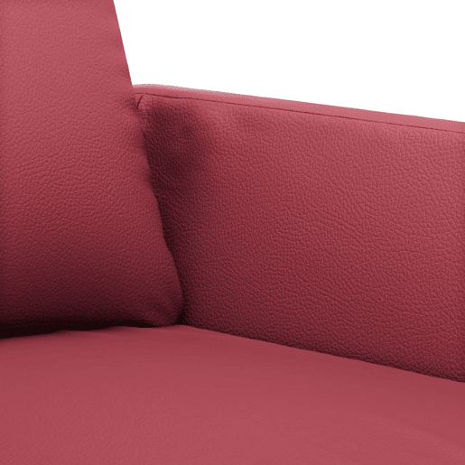 Sofá de 2 lugares - Sofá fixo 140 cm couro artificial vermelho tinto Sofá de 2 lugares - Sofá fixo 140 cm couro artificial vermelho tinto