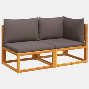 vidaXL Sofá de jardim vidaXL com almofadas, 2 lugares, madeira de acácia e corda