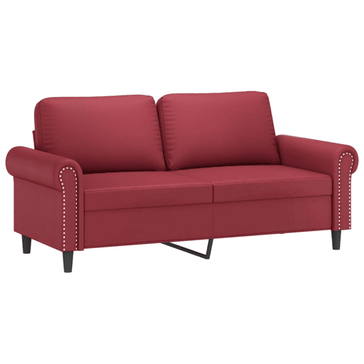 Sofá de 2 lugares - Sofá fixo 140 cm couro artificial vermelho tinto