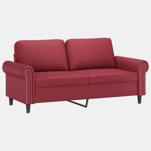 Sofá de 2 lugares - Sofá fixo 140 cm couro artificial vermelho tinto