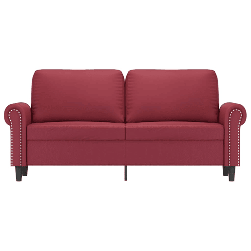 Sofá de 2 lugares - Sofá fixo 140 cm couro artificial vermelho tinto