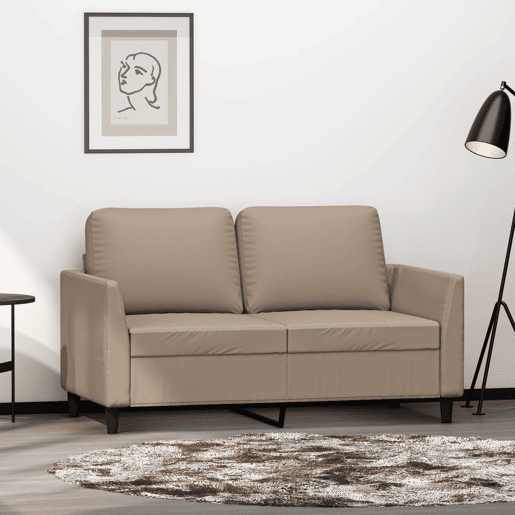 Sofá de 2 lugares - Sofá fixo 120 cm couro artificial cor cappuccino
