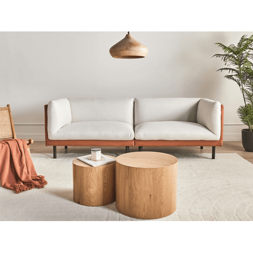 Sofá VORGOD Tecido Branco creme 3 lugares Sofá VORGOD Tecido Branco creme 3 lugares