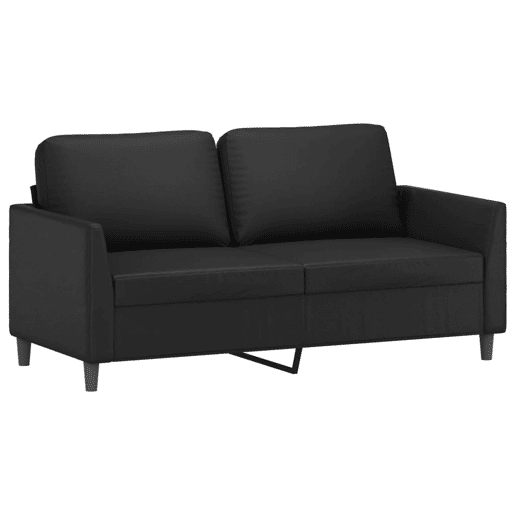 Sofá de 2 lugares - Sofá fixo 140 cm couro artificial preto Sofá de 2 lugares - Sofá fixo 140 cm couro artificial preto