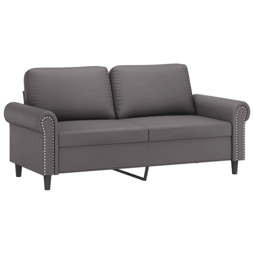 Sofá de 2 lugares - Sofá fixo 140 cm couro artificial cinza Sofá de 2 lugares - Sofá fixo 140 cm couro artificial cinza