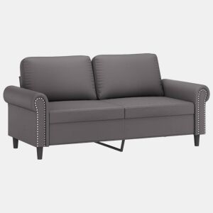 Sofá de 2 lugares - Sofá fixo 140 cm couro artificial cinza