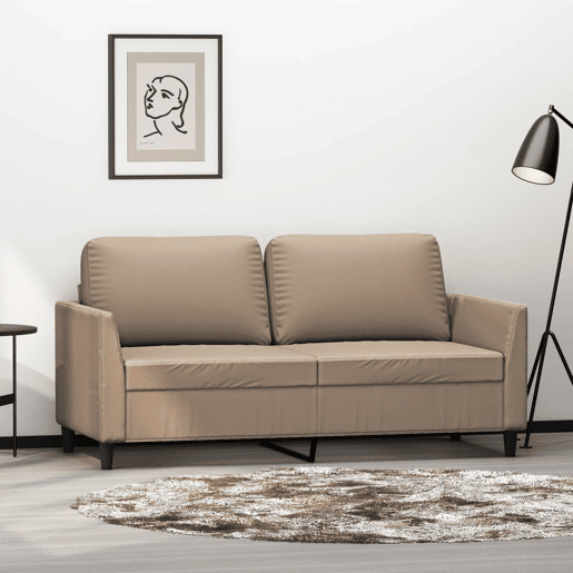 Sofá de 2 lugares - Sofá fixo 140 cm couro artificial cor cappuccino Sofá de 2 lugares - Sofá fixo 140 cm couro artificial cor cappuccino