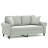 Sofá 2 lugares - Sofá fixo + almofadas decorativas 140cm veludo cinza-claro