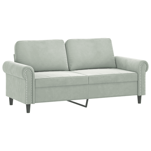 Sofá 2 lugares - Sofá fixo + almofadas decorativas 140cm veludo cinza-claro Sofá 2 lugares - Sofá fixo + almofadas decorativas 140cm veludo cinza-claro