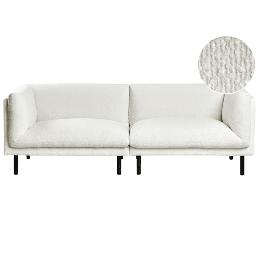 Sofá VORGOD Bouclé Branco creme 3 lugares