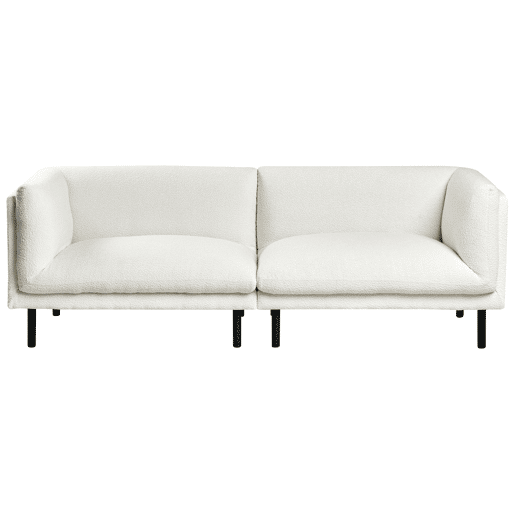 Sofá VORGOD Bouclé Branco creme 3 lugares