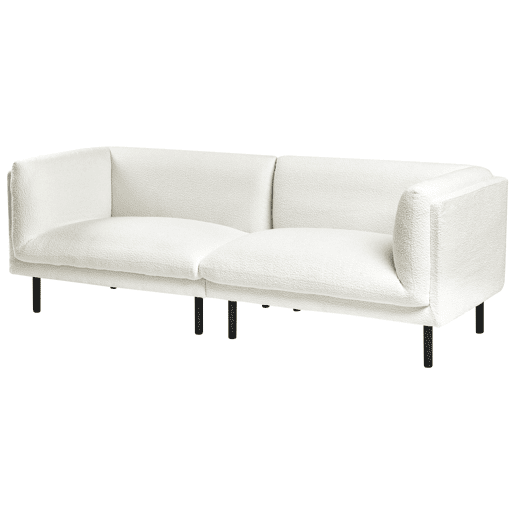 Sofá VORGOD Bouclé Branco creme 3 lugares