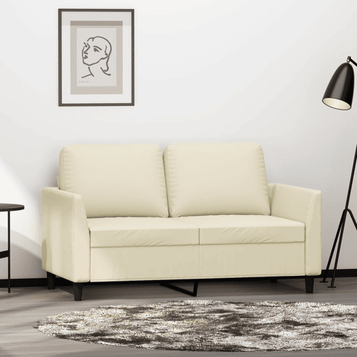Sofá de 2 lugares - Sofá fixo 120 cm couro artificial cor creme Sofá de 2 lugares - Sofá fixo 120 cm couro artificial cor creme
