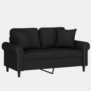 Sofá 2 lugares - Sofá fixo c almofadas decorativas 120 cm veludo preto