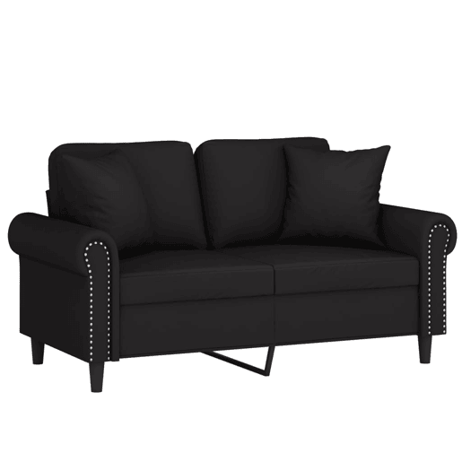 Sofá 2 lugares - Sofá fixo c almofadas decorativas 120 cm veludo preto Sofá 2 lugares - Sofá fixo c almofadas decorativas 120 cm veludo preto