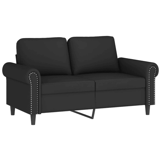 Sofá 2 lugares - Sofá fixo c almofadas decorativas 120 cm veludo preto Sofá 2 lugares - Sofá fixo c almofadas decorativas 120 cm veludo preto