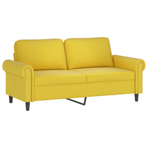 Sofá 2 lugares - Sofá fixo c almofadas decorativas 140 cm veludo amarelo