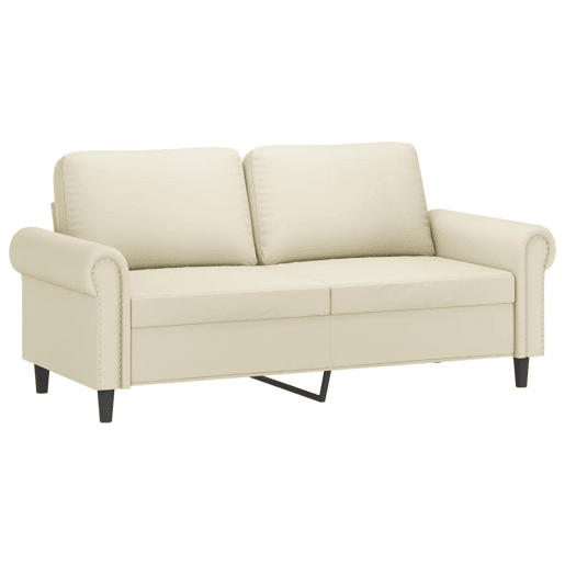 Sofá de 2 lugares - Sofá fixo 140 cm couro artificial cor creme Sofá de 2 lugares - Sofá fixo 140 cm couro artificial cor creme