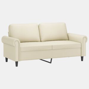 Sofá de 2 lugares - Sofá fixo 140 cm couro artificial cor creme