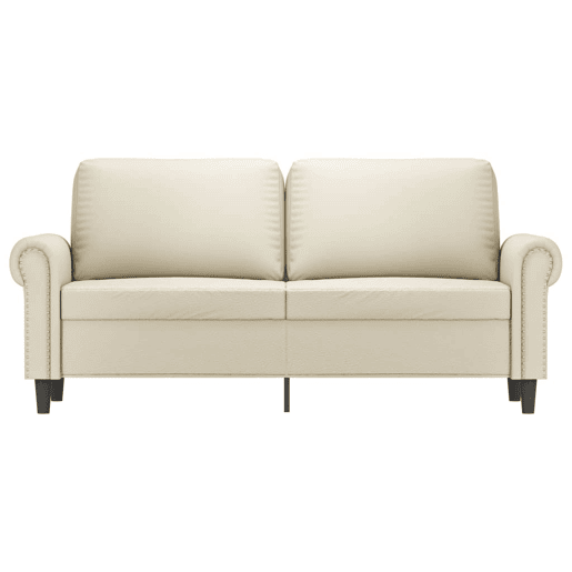 Sofá de 2 lugares - Sofá fixo 140 cm couro artificial cor creme Sofá de 2 lugares - Sofá fixo 140 cm couro artificial cor creme