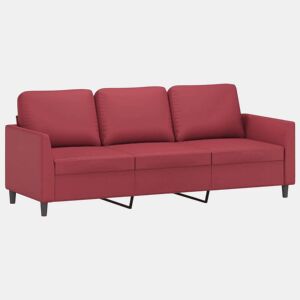 Sofá de 3 lugares - Sofá fixo 180 cm couro artificial vermelho tinto
