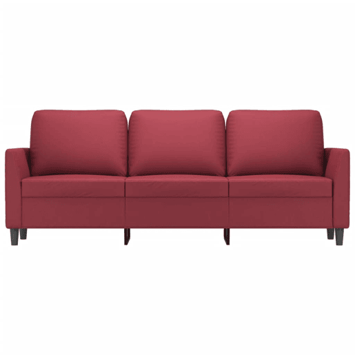 Sofá de 3 lugares - Sofá fixo 180 cm couro artificial vermelho tinto Sofá de 3 lugares - Sofá fixo 180 cm couro artificial vermelho tinto