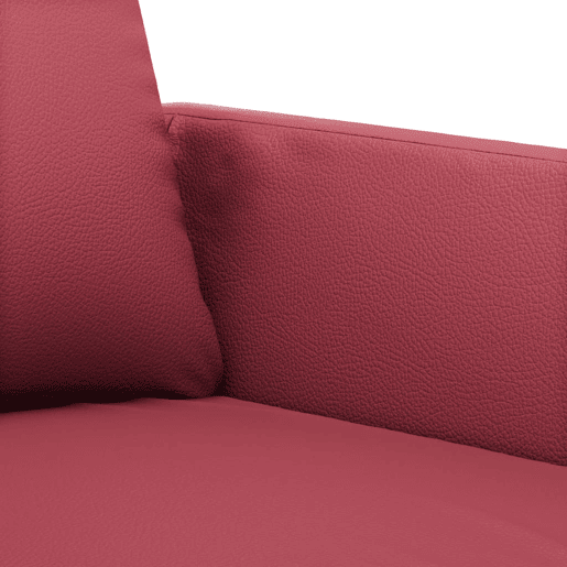 Sofá de 3 lugares - Sofá fixo 180 cm couro artificial vermelho tinto Sofá de 3 lugares - Sofá fixo 180 cm couro artificial vermelho tinto