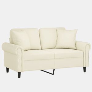Sofá 2 lugares - Sofá fixo c almofadas decorativas 120 cm veludo creme