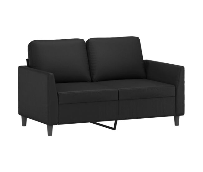 Sofá de 2 plazas - sofá de salón - sofá moderno de cuero sintético negro 120 cm