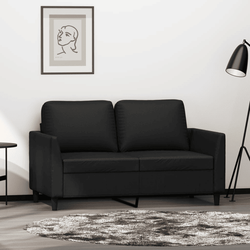 Sofá de 2 lugares - Sofá fixo 120 cm couro artificial preto