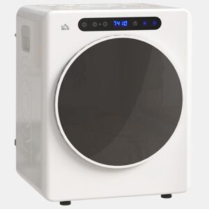 HOMCOM Máquina de Secar por Evacuação 3 KG Secadora de Roupa 1000W Função Antirrugas Função Esterilizar Temporizador Ecrã LED Tátil Tambor Aço Inoxidável 49x43x61 cm Branco