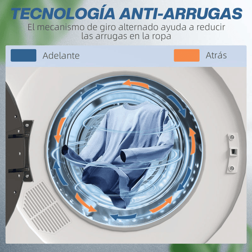 HOMCOM Máquina de Secar por Evacuação 3 KG Secadora de Roupa 1000W Função Antirrugas Função Esterilizar Temporizador Ecrã LED Tátil Tambor Aço Inoxidável 49x43x61 cm Branco