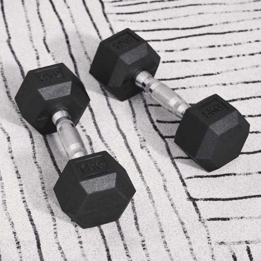 HOMCOM Conjunto de Halteres Hexagonais 2 x 5 kg Conjunto de Pesos com Barras de Conexão Kit de Treino de Fitness para Ginásio em Casa