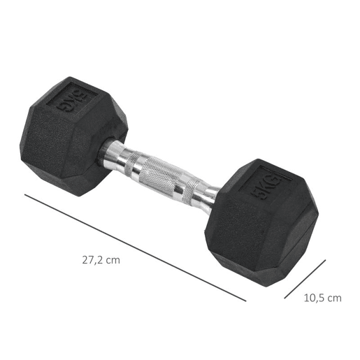 HOMCOM Conjunto de Halteres Hexagonais 2 x 5 kg Conjunto de Pesos com Barras de Conexão Kit de Treino de Fitness para Ginásio em Casa
