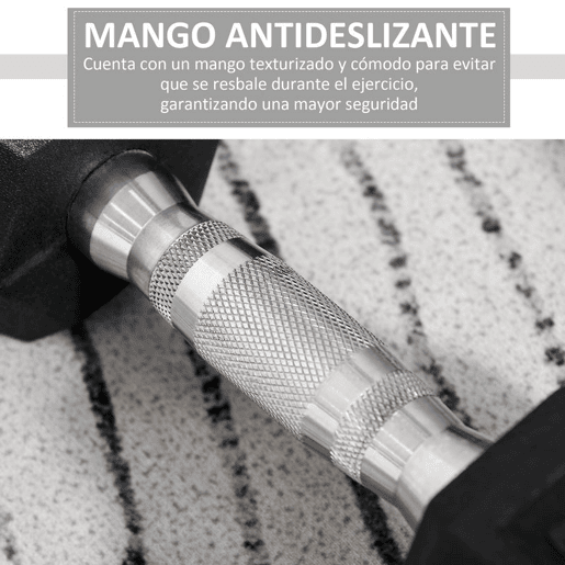 HOMCOM Conjunto de Halteres Hexagonais 2 x 5 kg Conjunto de Pesos com Barras de Conexão Kit de Treino de Fitness para Ginásio em Casa