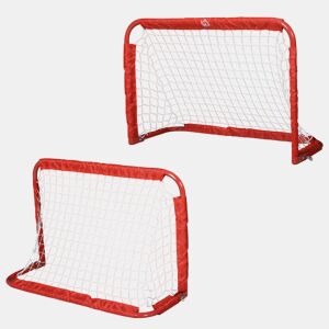 HOMCOM Conjunto de 2 balizas de futebol dobráveis u200Bu200Bcom rede Tetrolon para a prática de futebol 90x36x 60cm vermelho